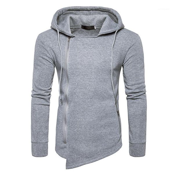 

slim spring mens hoodies irregular hooded autumn mens hoodies side zipper long sleeve casual mens designer sweatshirts solid color, Black