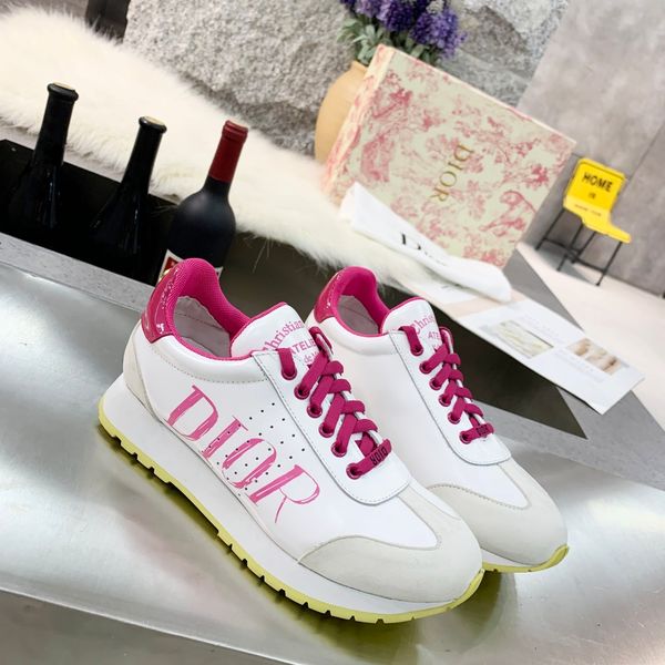

r luxury casual women's shoes, fashionable and breathable cd1 leather lace-up casual sneakers, size 35-41 with original box,cc