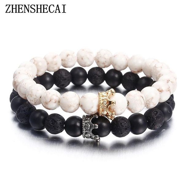 

fashion acrylic distance bracelets for women men classic black and white charm beads bracelet & bangles jewelry gift ns74
