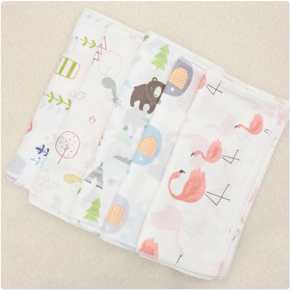 

a4s61 25*25 double-layer high-density printed gauze handkerchief breast-feeding bib face face towel baby scarf small square scarf baby saliv