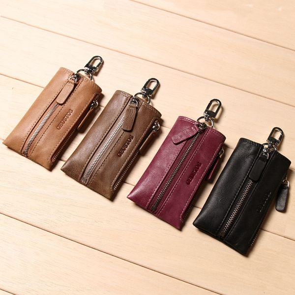 

leather car case zipper case key bag layer leather zipper couple key bag