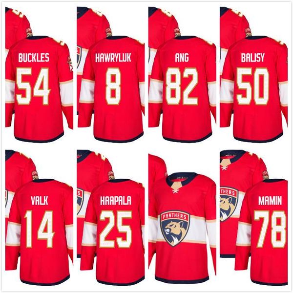 

2018 florida panthers 54 buckles 50 chasen balisy 14 curtis valk jayce hawryluk 82 jonathan ang henrik haapala 78 mamin blank hockey jersey, Black;red