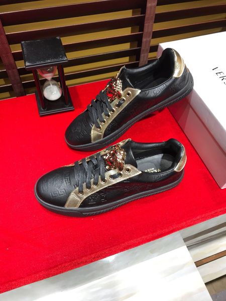 

2020a limited edition leather men's outdoor casual shoes large size fashion wild lace up sneakers low-comfortable breathable tide s, Black