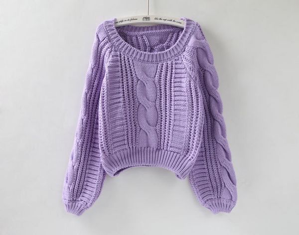 

womens sweaters spring autumn casual coarse wool puff long sleeve pure color korean style solid scoop neck female selling, White;black