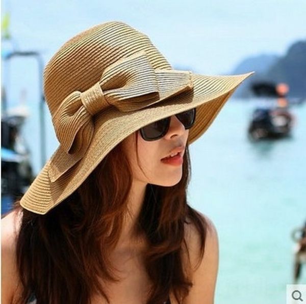 

korean style women's butterfly butterfly double bow sun women's holiday sun hat beach hat, Blue;gray