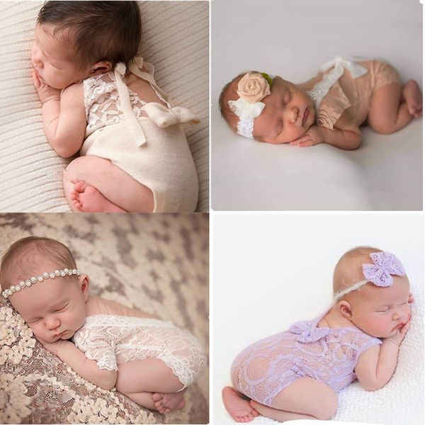 

hair accessories baby girls lace ruffled romper toddler infant jumpsuit cake smash outfit 1st birthday po props shoot, Slivery;white