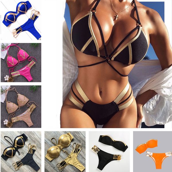 

swimwear women push up bikini set summer bandage beachwear bathing suit brazilian femme bikini swimsuit bandeau bikinis swim suit, White;black