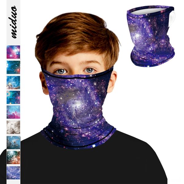 

fqwp0 starry sky digital printing children's children's silk scarf clothing ear hanging multi-functional dustproof ice cold silk m, Black