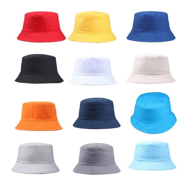 

cotton foldable bucket cap men women summer fishing hat camping hunting cap solid color fisherman beach festival sun cap, Blue;gray