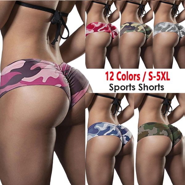 

women camouflage sports shorts summer workout high waist slim women gym jogging quick drying basic slip sport yoga shorts, White;red