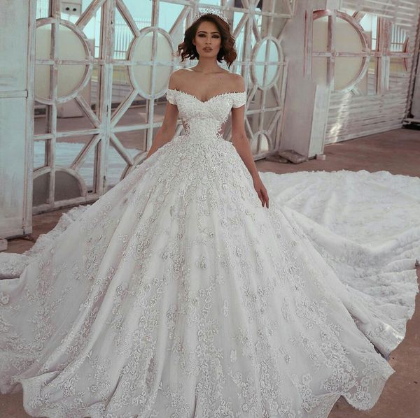 

luxury wedding dresses for girls men women bridal ball gowns sleeveless princess lace appliques beading bead wedding gowns petites plus size, White