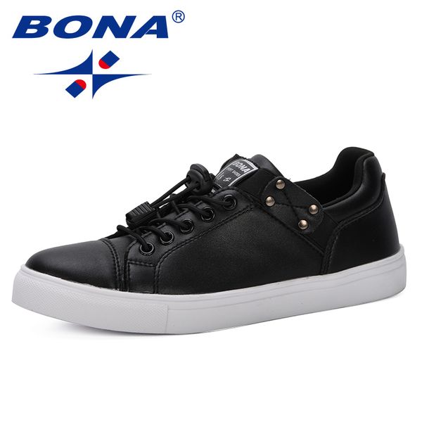 

bona 2020 new style woman sneakers flat shoes spring summer breathable lace up women shoes casual feminimo, Black