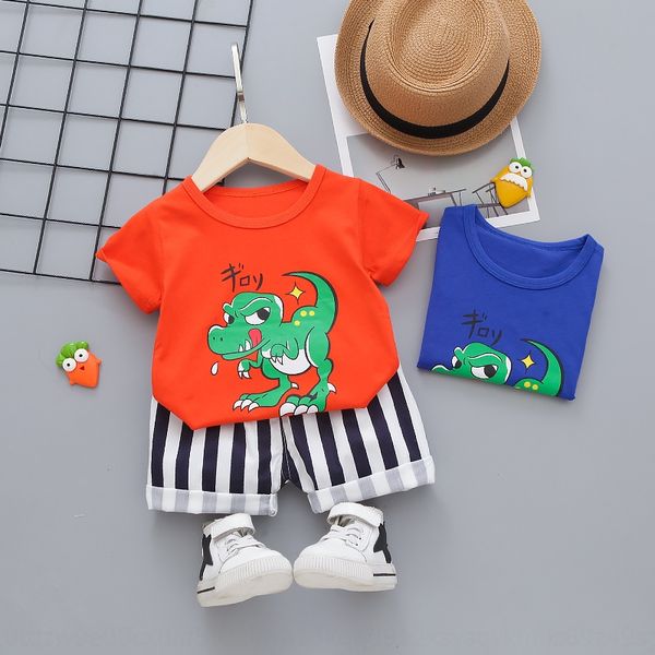 

2020 new children's short-sleeved handsome boy's suit summer two-piece suit children's korean cartoon fashion