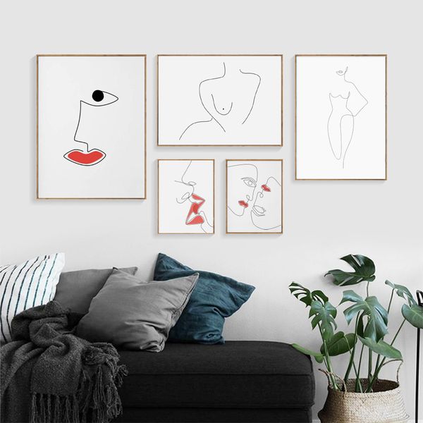 

sketch wall art line drawing print minimalist simple fashion poster black white painting wall picture decor canvas painting