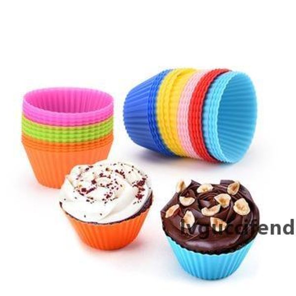 

silicone muffin cups cake cupcake baking pastry cup cake mould case bakeware maker mold kitchen tools mold round cup cake tool yfa425