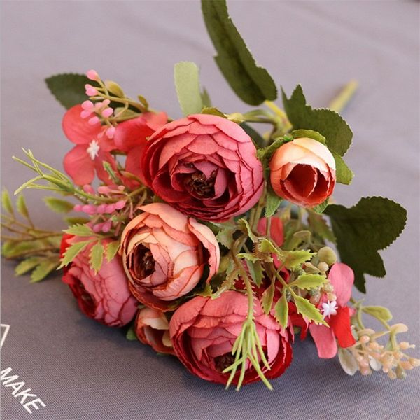 

decorative flowers & wreaths 1pcs/lot artificial fall bud flower european bouquet for home table wedding party decoration fake