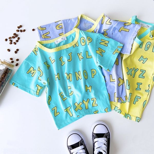 

children's short-sleeved 2020 thin new korean style boys' baby t-shirt t-shirt cotton fashion brand western style, Blue