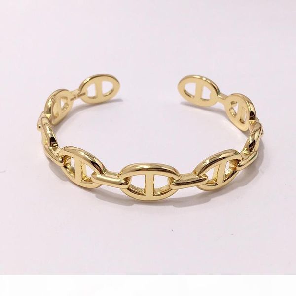 

luxurious designer jewelry simple wild copper gold-plated letter c-shaped opening bracelet adjustable charm woman bangle, Black