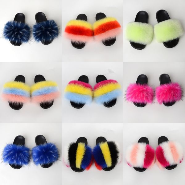 

blue rose pink black plus wool fur pearls sandals women flats beaded warm slippers new 2020 summer spring slippers#517