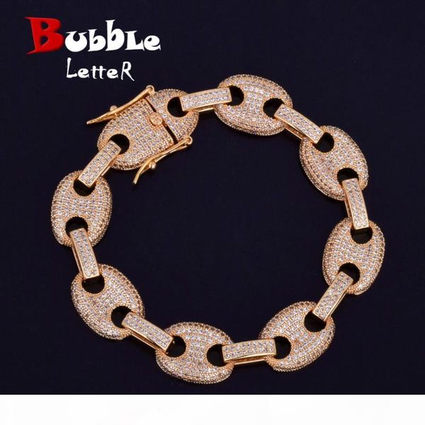 

12мм золото мужская кубинский звено цепи браслет для мужчин хип-хоп ювелирных изделий медь материал iced кубический циркон цепь браслет 8, Golden;silver