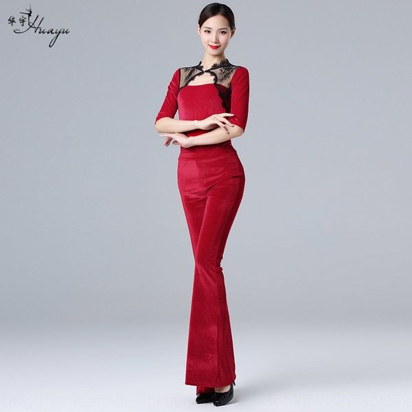 

хуаюй новый этикет тело одежды тонкая классическая йога костюм танец обучение современный танец костюм для взрослых женщин, Black;red