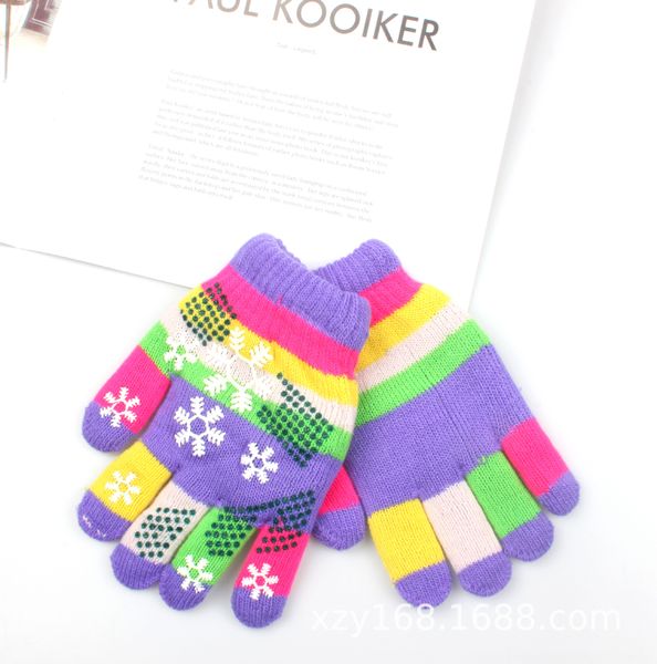 

036z0 glovescolorful cashmere cute snowflake thickened three sizes children's warm glovesmagic glovescolorful cashmere magic gloves cut, White