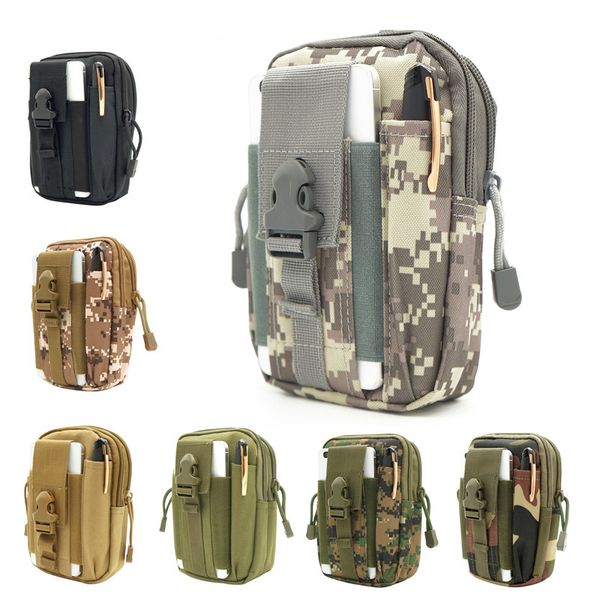 

camouflage pannier bag tactical multi-functional running mountain climbing canvas coin purse mobile phone army fans hiking campi