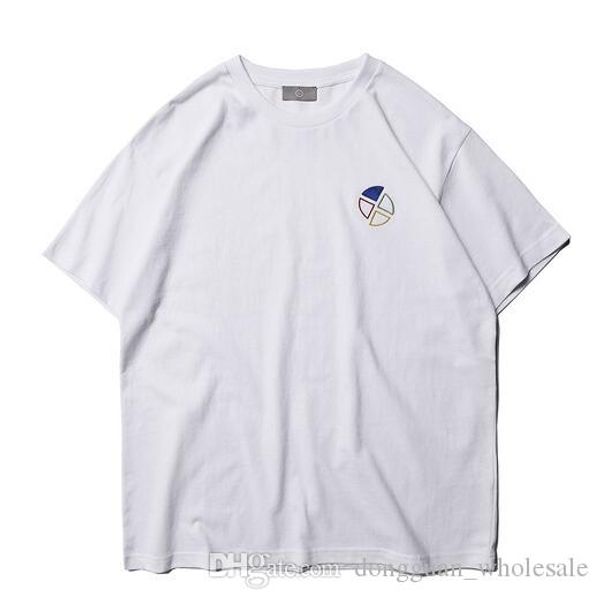 

summer style geometric figure embroidery women men basic t shirts tees hiphop streetwear men cotton t shirt, White;black