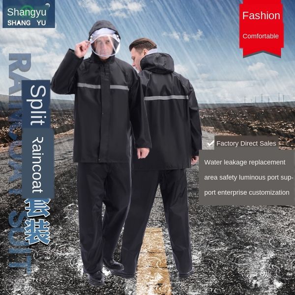

labor protection outdoor riding rain trousers suit oxford cloth coat oxford cloth reflective split raincoat and rain pants set