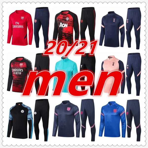 

new mens designer tracksuits mens trainers soccer tracksuit 2020 2021 football tracksuit player version football training suit jacket pants, Black