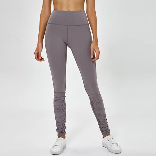 

women yoga pants sports leggings solid push up pleated long pants fitness gym stretch leggings running high waist, White;red