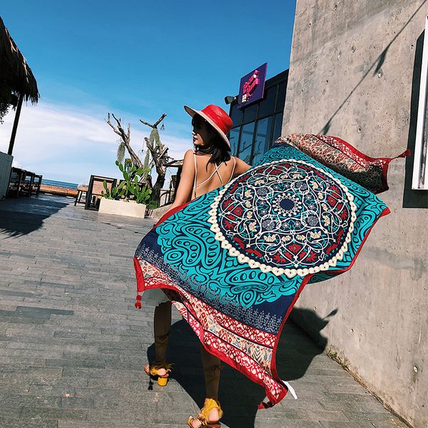 

2020 fashion summer ethnic print cotton scarf for women long tassel soft wraps and shawls beach hijab oversize female foulard, Blue;gray