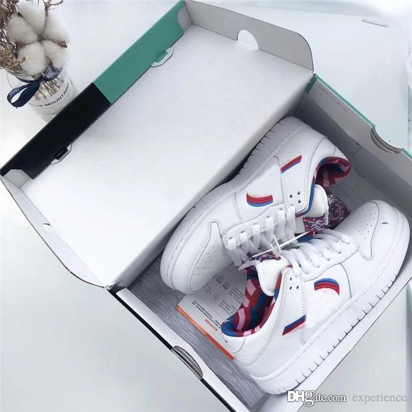 

2019 выпущено аутентичные парра х sb dunk low white pink rose red gym cn4504-100 мужчина женщина кроссовки спорта кроссовки с оригинальным b