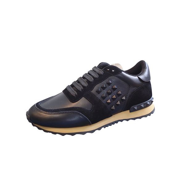 

real leather flat shoes for men women rivet sliver black green pink stripe leather walking casual shoes fashion sneakers size 36-46