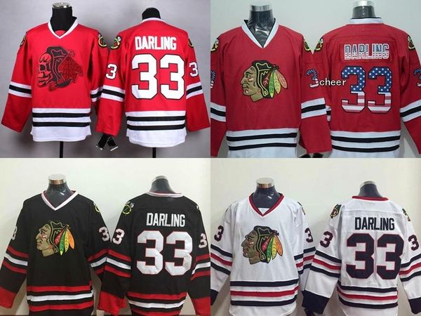 

2015 wholesale men's chicago blackhawks #33 darling red usa flag fashion jersey ice hockey jerseys,low price, Black;red