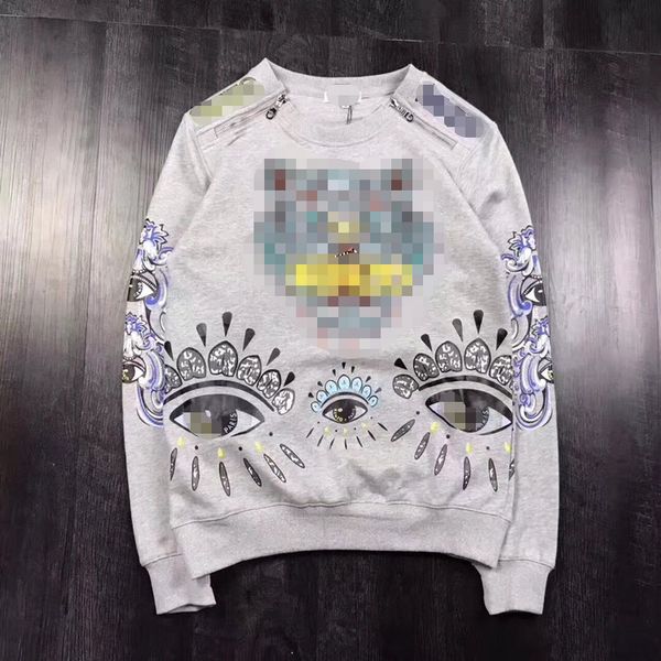 

embroidered tiger head eyes shoulders and zipper hoodies work shop synchronous lovers of the same style hoodies 2080508b, Black