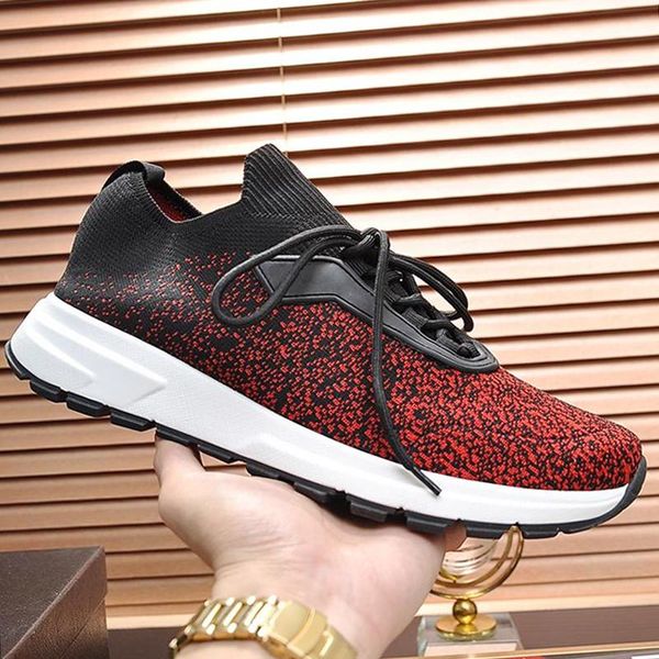 

new arrival prax 01 knit fabric sneakers mens shoes breathable plus size footwears lightweight fashion sports lace-up causal men shoes, Black