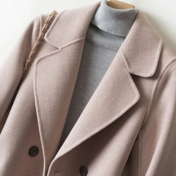 

double-sided cashmere coat mid-length s120, Black