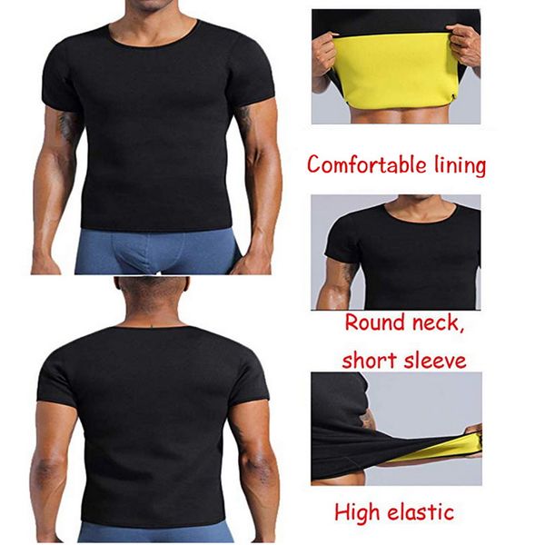 

2020 men slimming body shapers t shirt bodybuilding compression fat chest tummy corset, Black;blue