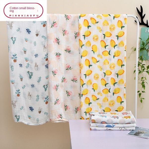 

pure cotton class a gauze newborn swaddling towel double-layer towel baby baby car blanket cartoon printing