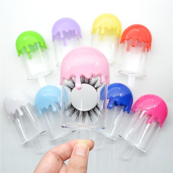 

2020 flalse eyelashes packaging box transparent ice cream eyelash case with eyelash holder dhl fast shipping