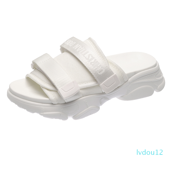 

2020 sandals and slippers women's 2020 letter thick soles increase outer wear beach shoes lazy one-step slippers, Black
