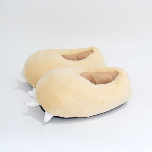

2020 winter warm soft indoor floor slippers women men children shoes funny animal christmas dinosaur claw plush home, Black