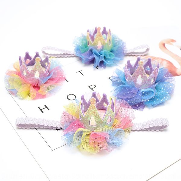 

angelneitiri children's crown girls' baby accessories hair band lace yarn crown hairpin hair band gauze skirt accessories, Slivery;white