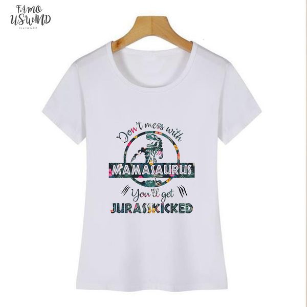 

dont mess with grandmasaurus youll get jurasskicked floral t shirt women funny dinosaur mom cap sleeve birthday tee mothers day gift, White