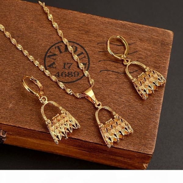 

l 24 k yellow fine gold filled png pendant necklaces women papua new guinea bilum jewelry earrings african women girls gift, Silver