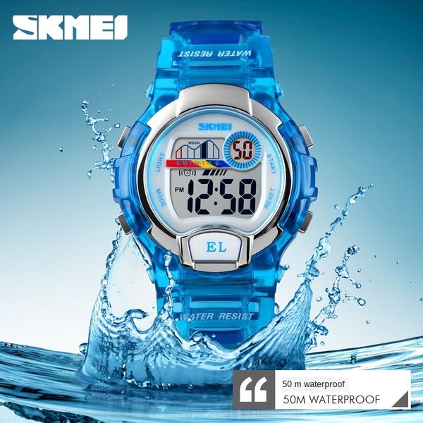 

ufqw4 fashionable and colorful luminous display transparent case with sports electronic luminous electronic watch alarm clock timing waterpr, Blue