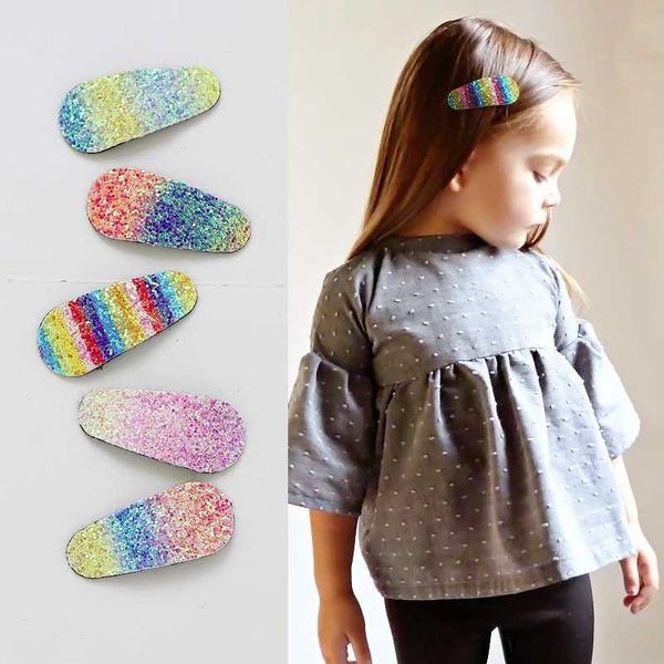 

m mism 1 pair shiny sequins bb hair clips for children girls cute sequins hair accessories kawaii gradient hairpins, Slivery;white