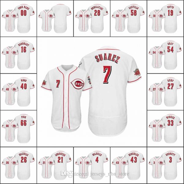 

cincinnati reds men #7 eugenio suarez 66 yasiel puig 4 jose iglesias women youth 150th anniversary home flex base custom jersey, Blue;black