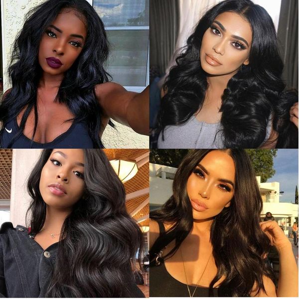 

pre plucked full lace human hair wigs for women 13x6 body wave fake scalp hd transparent 360 lace front wigs brazilian, Black;brown